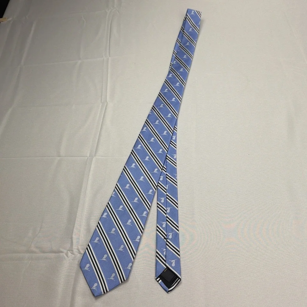 Brooks Brothers‎ Tie St. Jude Logo All Over Print with Stripes Blue 58x3.5